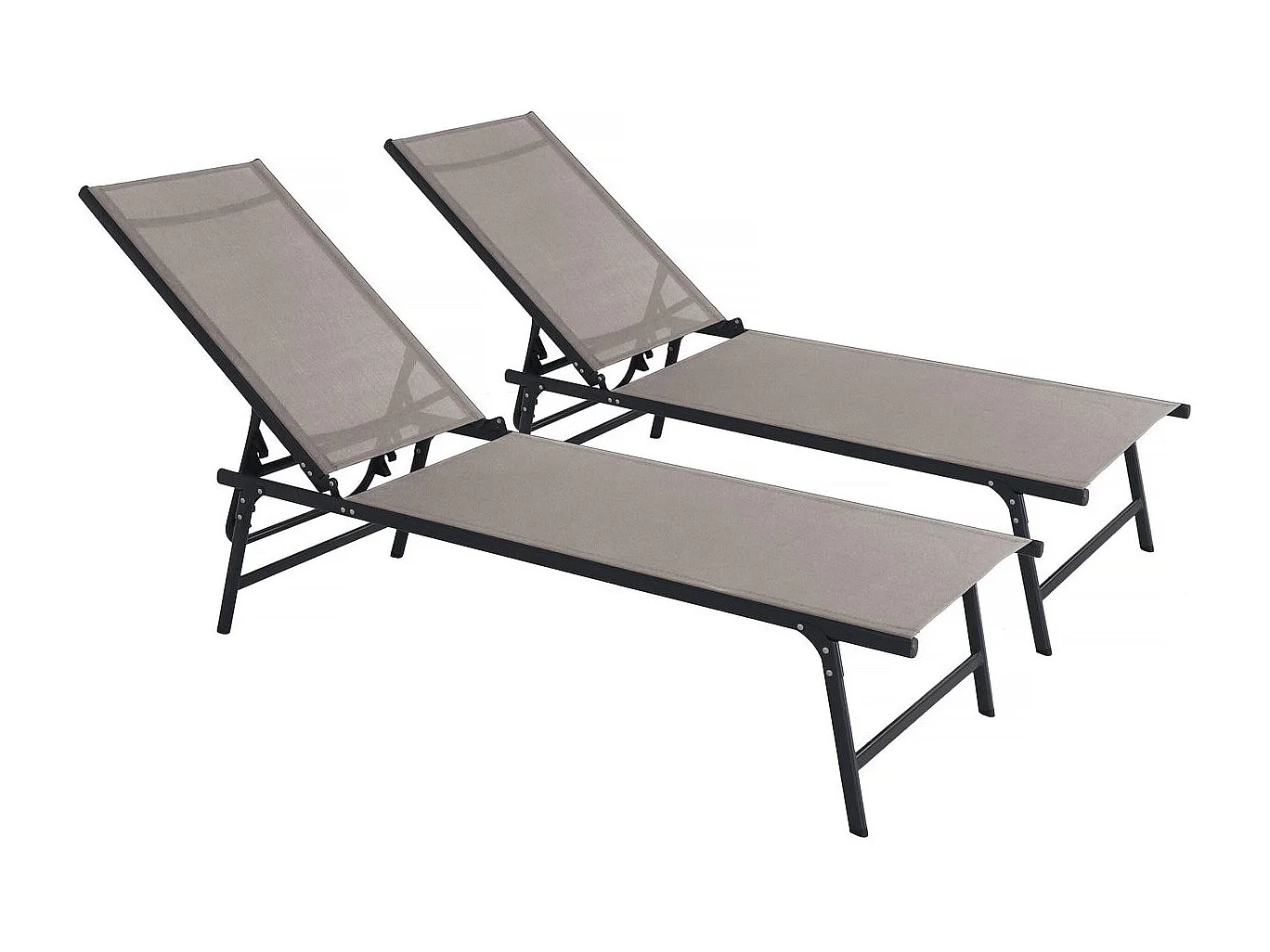 2er-Set Sonnenliegen aus Metall "Sublima" – 180 x 54 x 104 cm – Taupe