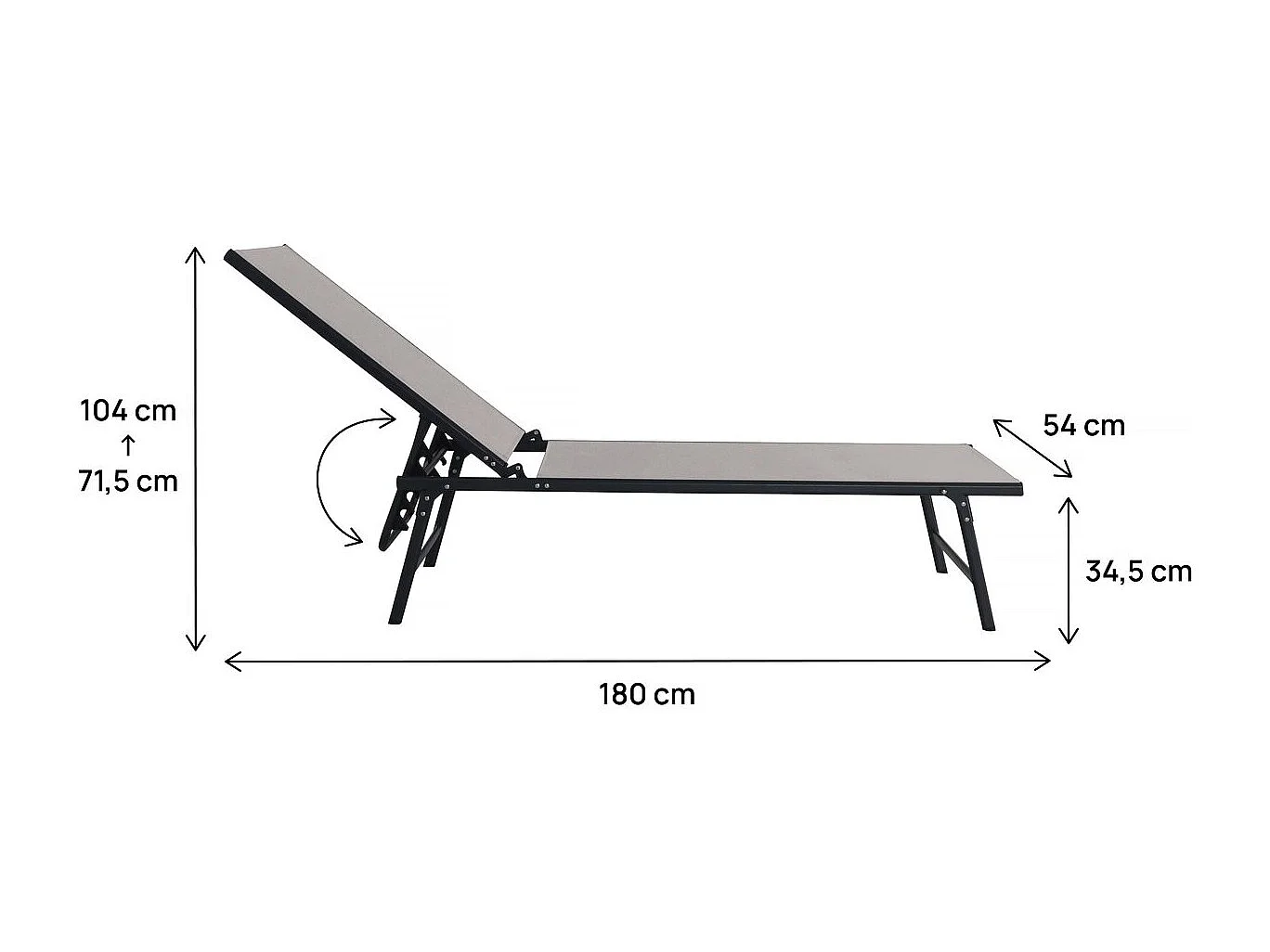 2er-Set Sonnenliegen aus Metall "Sublima" – 180 x 54 x 104 cm – Taupe