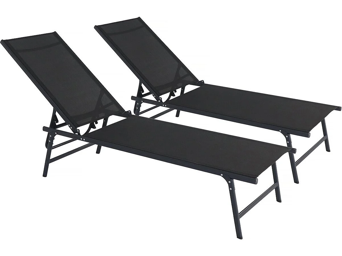 Set van 2 metalen ligbedden "Sublima" - 180 x 54 x 104 cm - Taupe