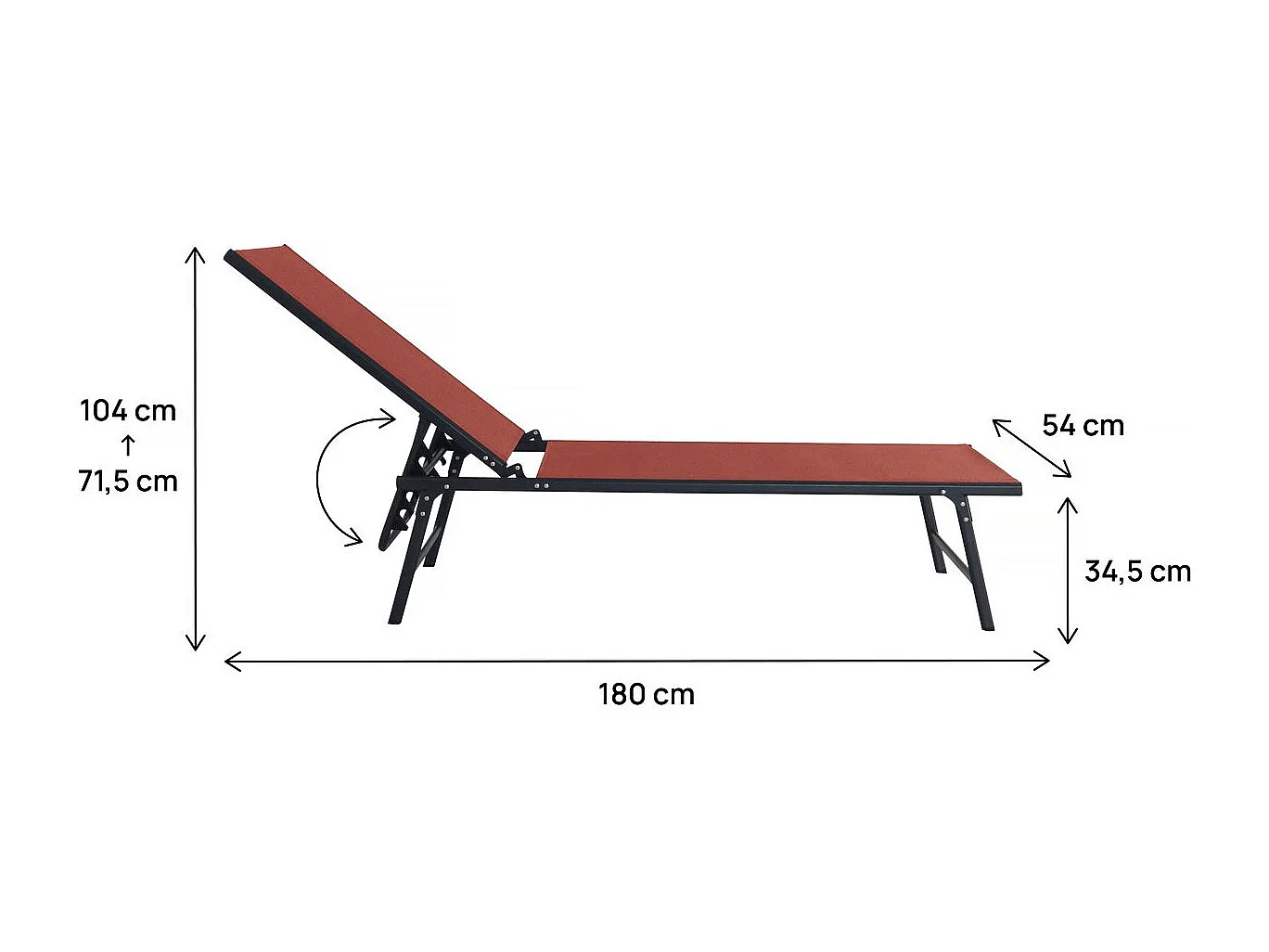 Lot de 2 bains de soleil en métal "Sublima" - 180 x 54 x 104 cm - Terracotta