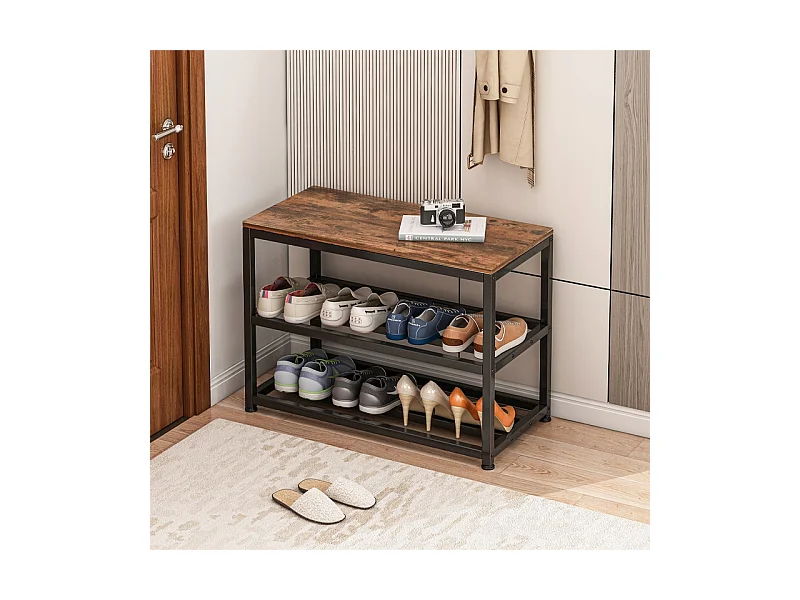 Schuhschrank, mit Sitz, industriell 62 cm