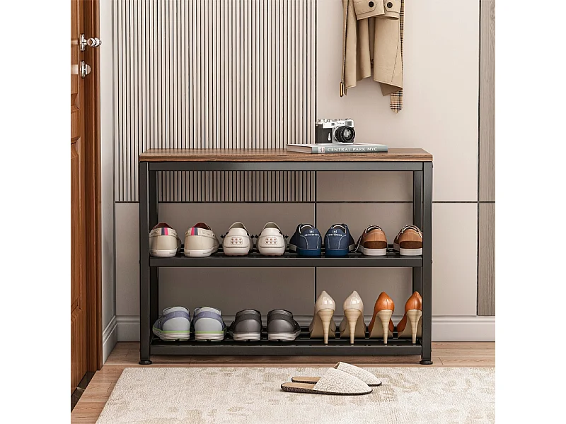 Mueble zapatero, con asiento, industrial 62 cm