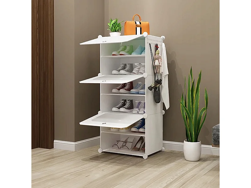 Meuble à chaussures modulaire, blanc, étagère fermée