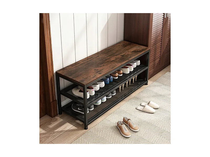 Schuhregal, Schuhschrank, mit Sitz, industriell