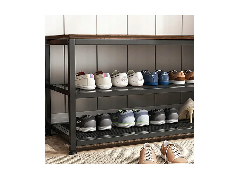 Schuhregal, Schuhschrank, mit Sitz, industriell