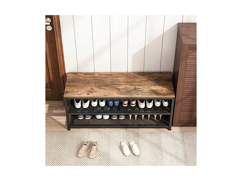 Schuhregal, Schuhschrank, mit Sitz, industriell