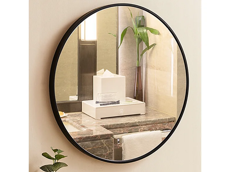 Duże lustro okrągłe, industrialne, do łazienki, czarne 70 cm