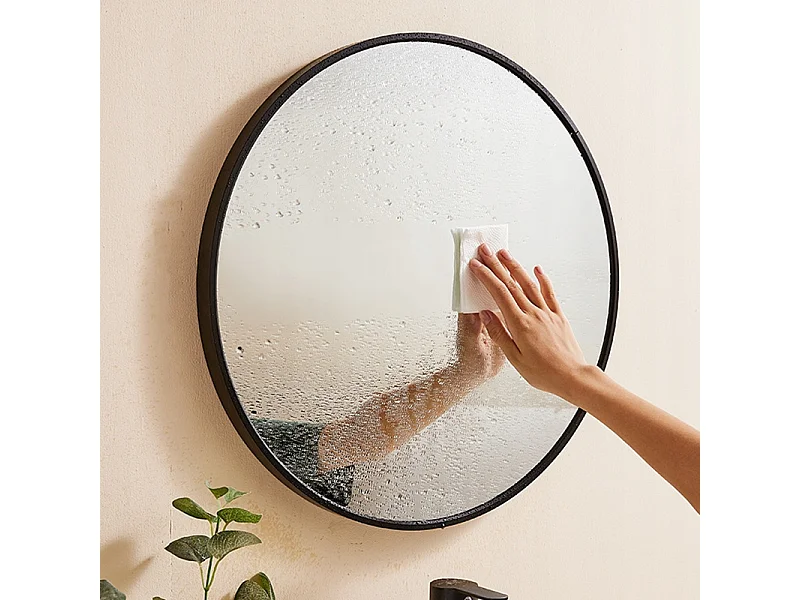 Duże lustro okrągłe, industrialne, do łazienki, czarne 70 cm