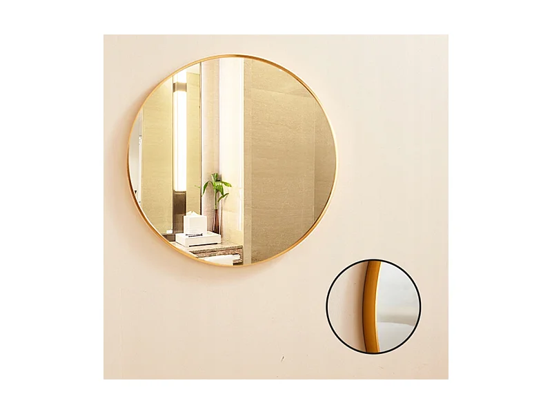 Grand miroir, rond, industriel, pour la salle de bain, doré 60 cm