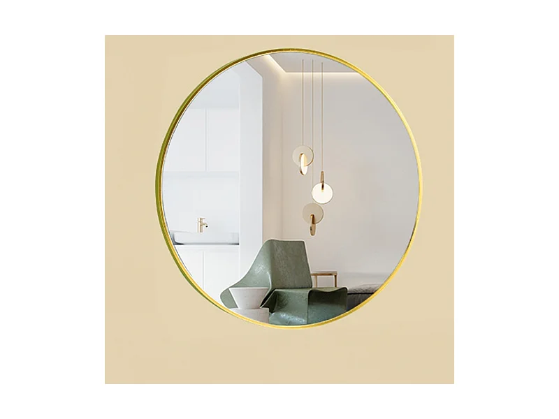 Grand miroir, rond, industriel, pour la salle de bain, doré 60 cm