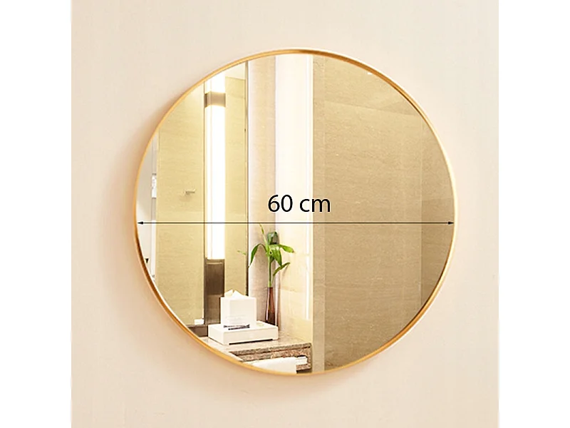 Duże lustro, okrągłe, industrialne, do łazienki, złote 60 cm