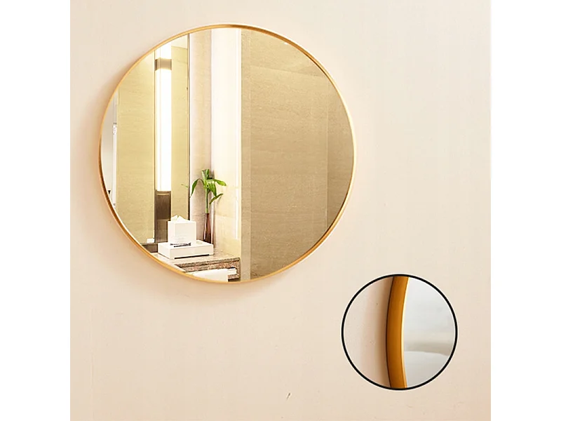 Duże lustro, okrągłe, industrialne, do łazienki, złote 60 cm
