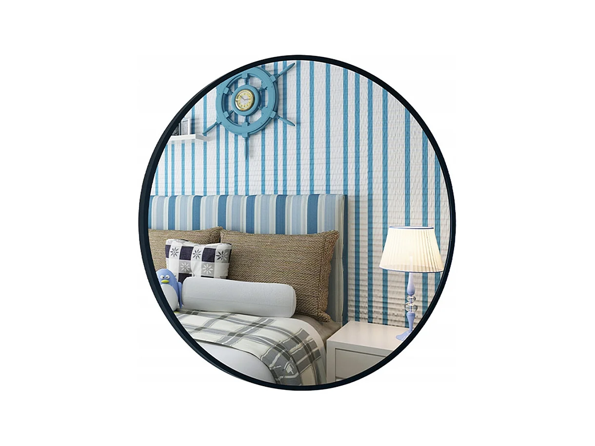 Grand miroir, rond, industriel, pour salle de bain, noir 60cm