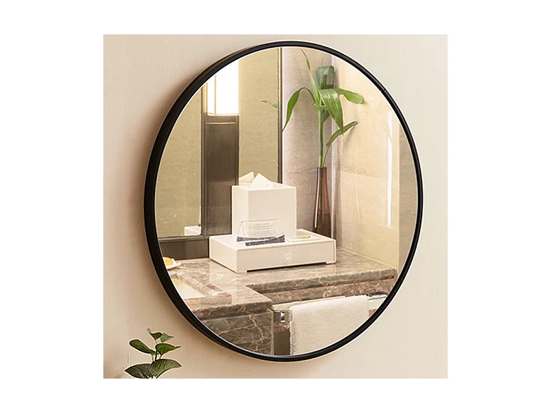 Grand miroir, rond, industriel, pour salle de bain, noir 60cm