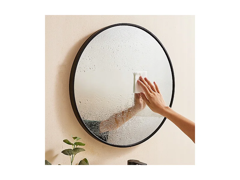 Duże lustro okrągłe, industrialne, do łazienki, czarne 80 cm