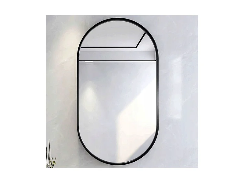 Grand miroir ovale, industriel, pour salle de bain, salon et chambre, noir 75x40 cm