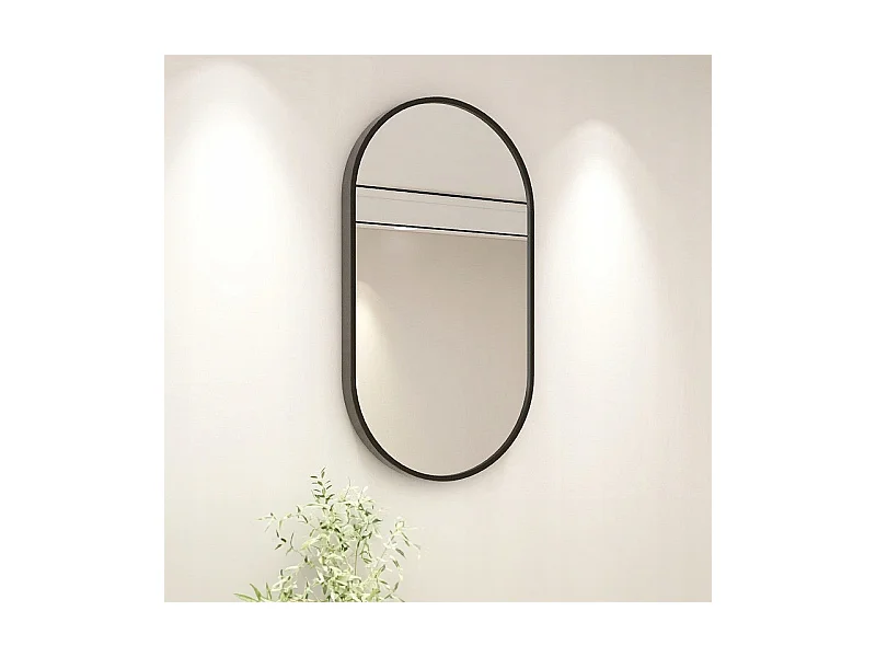 Grand miroir ovale, industriel, pour salle de bain, salon et chambre, noir 75x40 cm