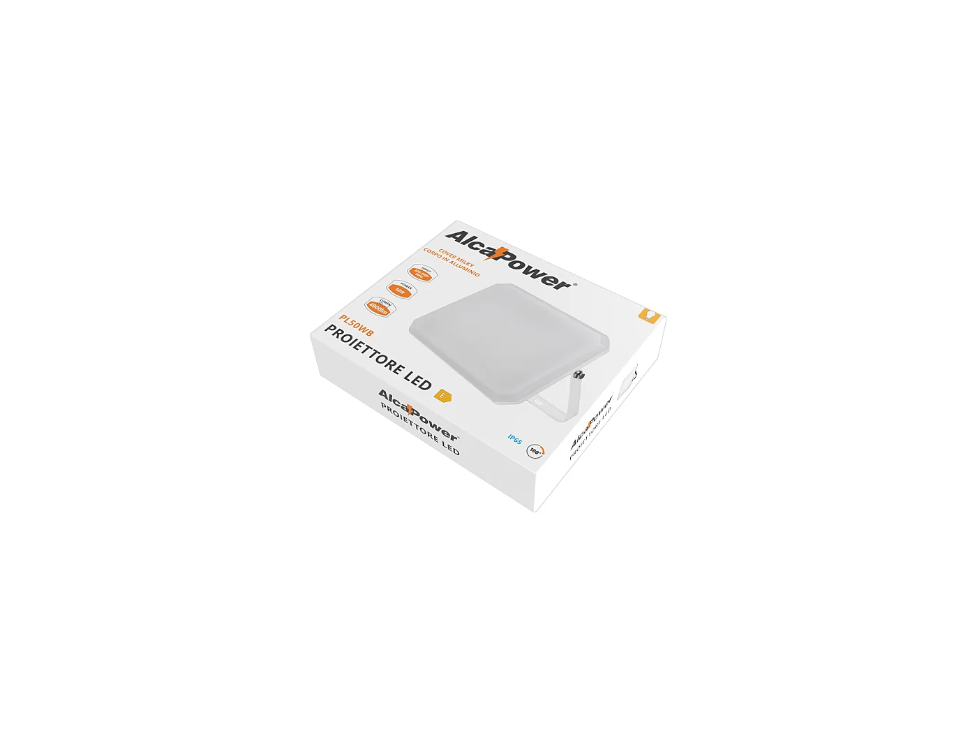 Weißer LED-Projektor Außenstrahler 230V 50W 4000K Abdeckung milchig 5000lm 175x125x27,5 mm