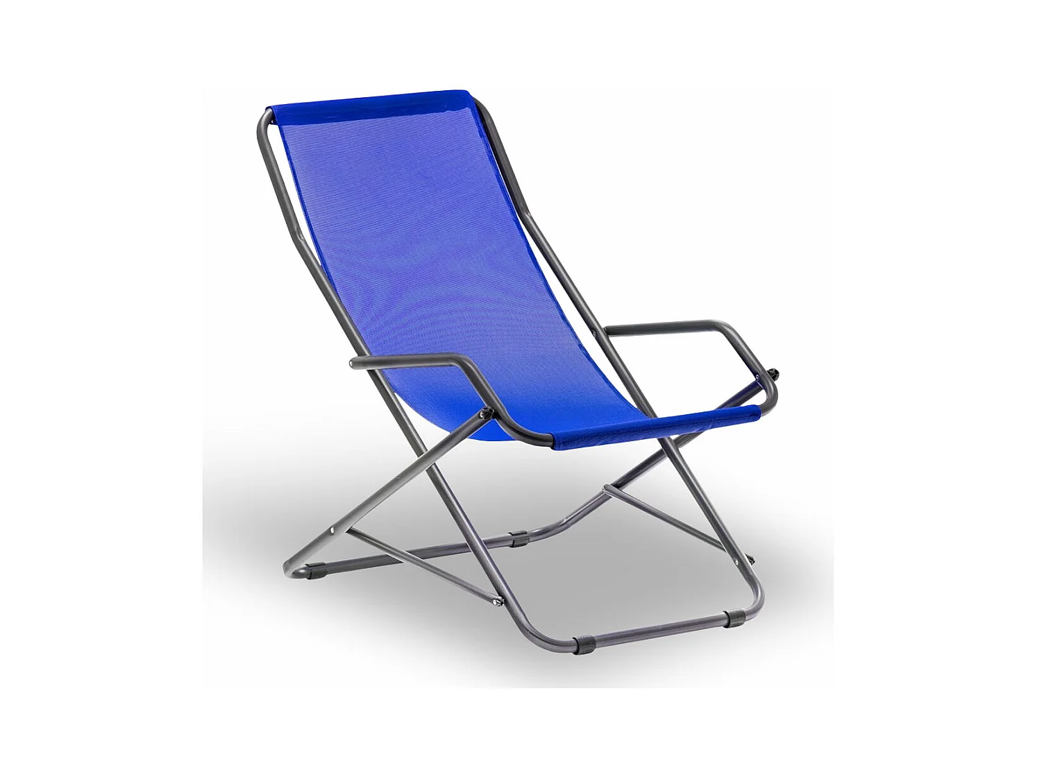 Chaise longue balancelle Creta en tube d'acier peint avec revêtement en PVC bleu