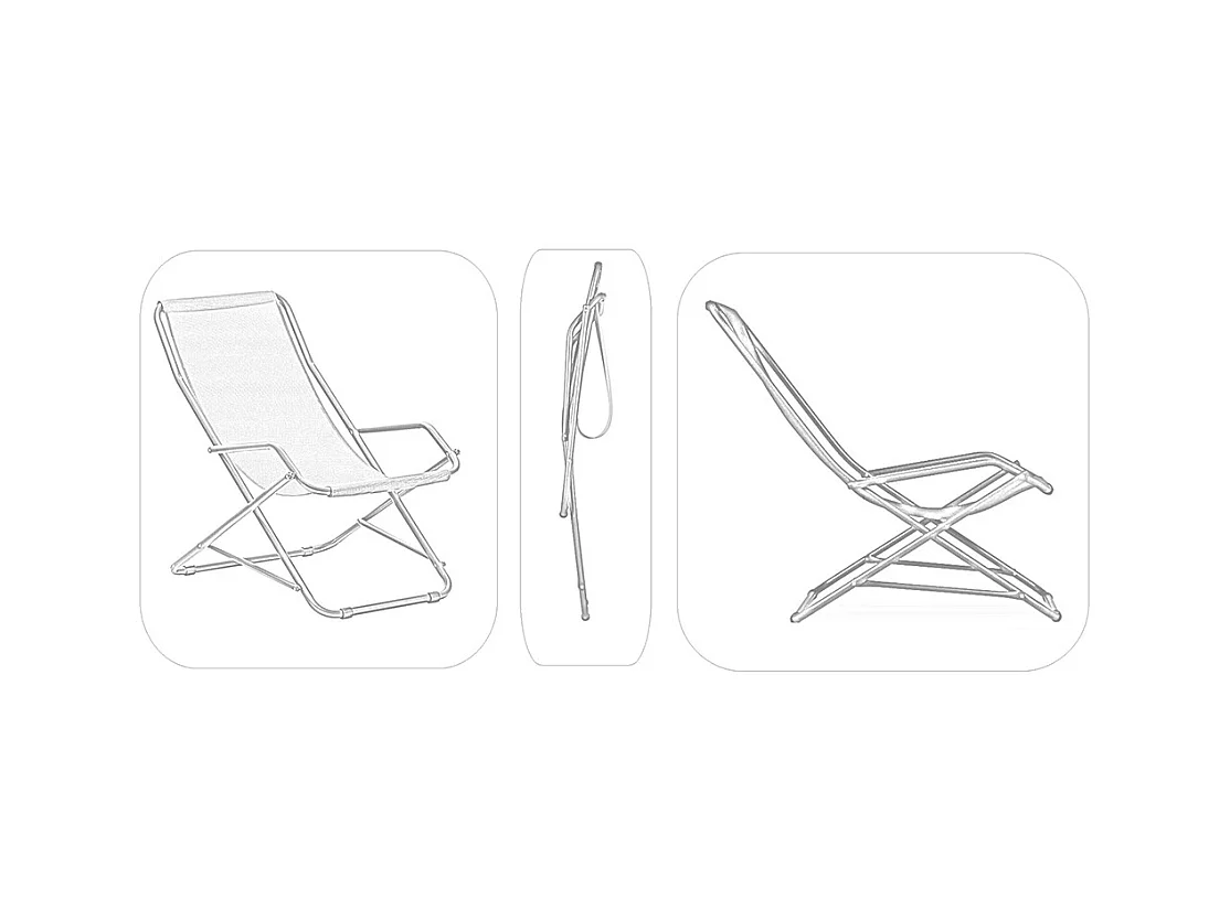 Chaise longue balancelle Creta en tube d'acier peint avec revêtement en PVC bleu