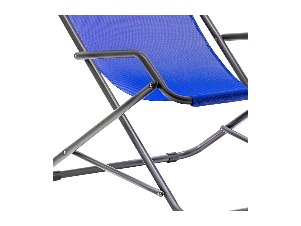 Chaise longue balancelle Creta en tube d'acier peint avec revêtement en PVC bleu