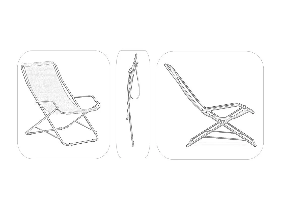 Creta schommelstoel in geverfde stalen buis met blauwe PVC-hoes