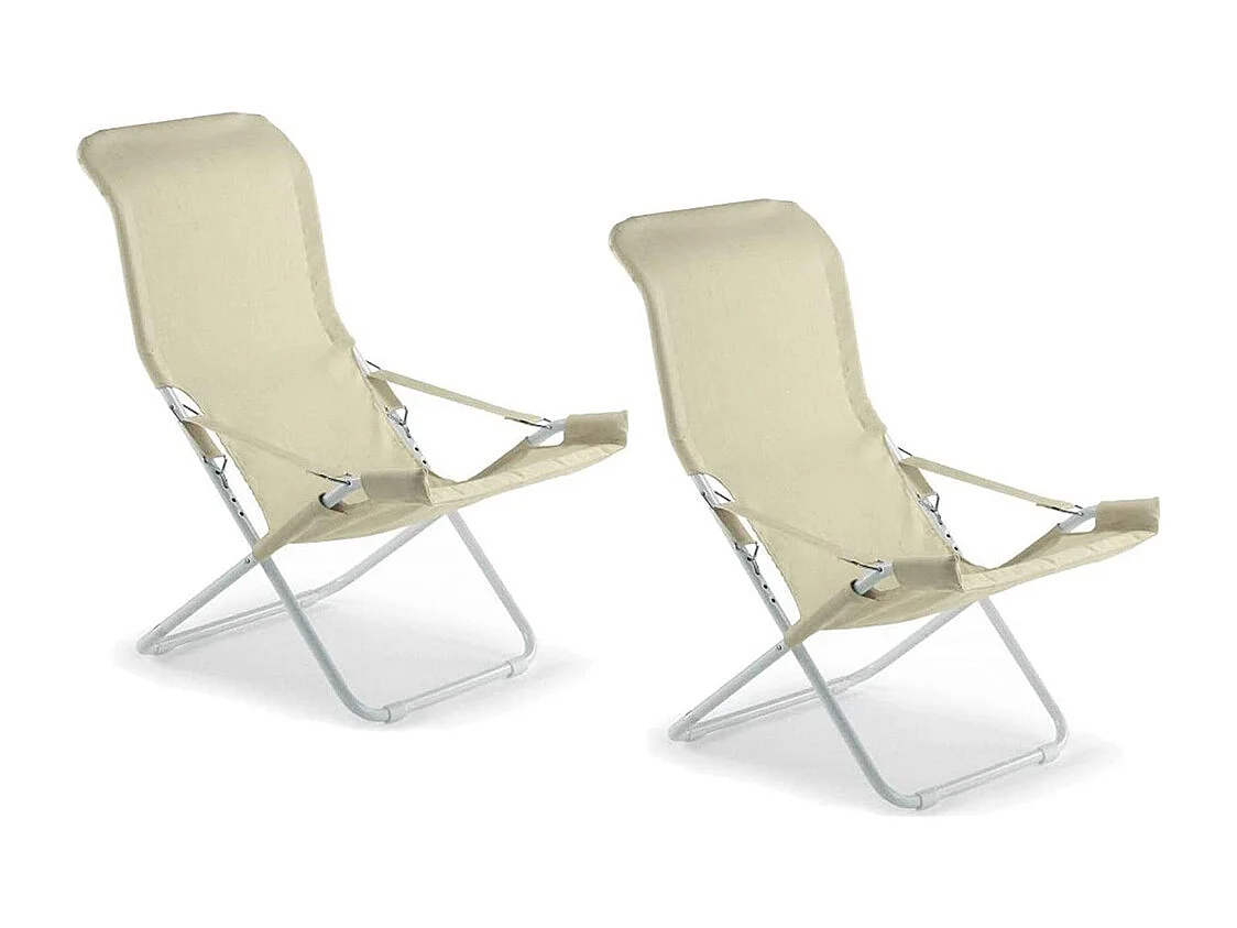 Tumbona Fiam Fiesta con estructura de acero blanca y funda de yute 127BSJUT x 2