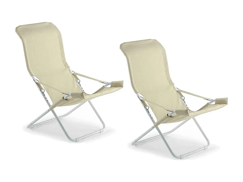 Tumbona Fiam Fiesta con estructura de acero blanca y funda de yute 127BSJUT x 2