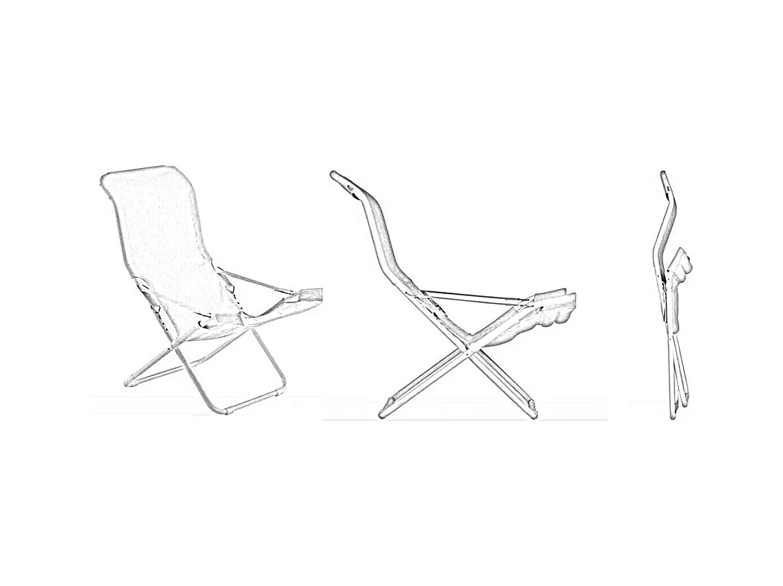 Chaise longue Fiam Fiesta, structure en acier blanc et revêtement bleu, 127PE BSBL x 2