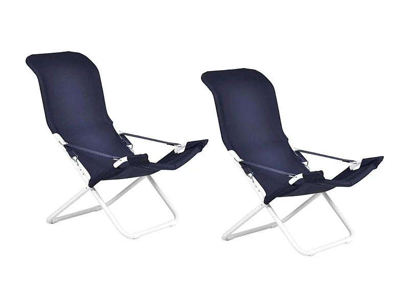 Tumbona Fiam Fiesta con estructura de acero blanca y funda azul 127PE BSBL x 2