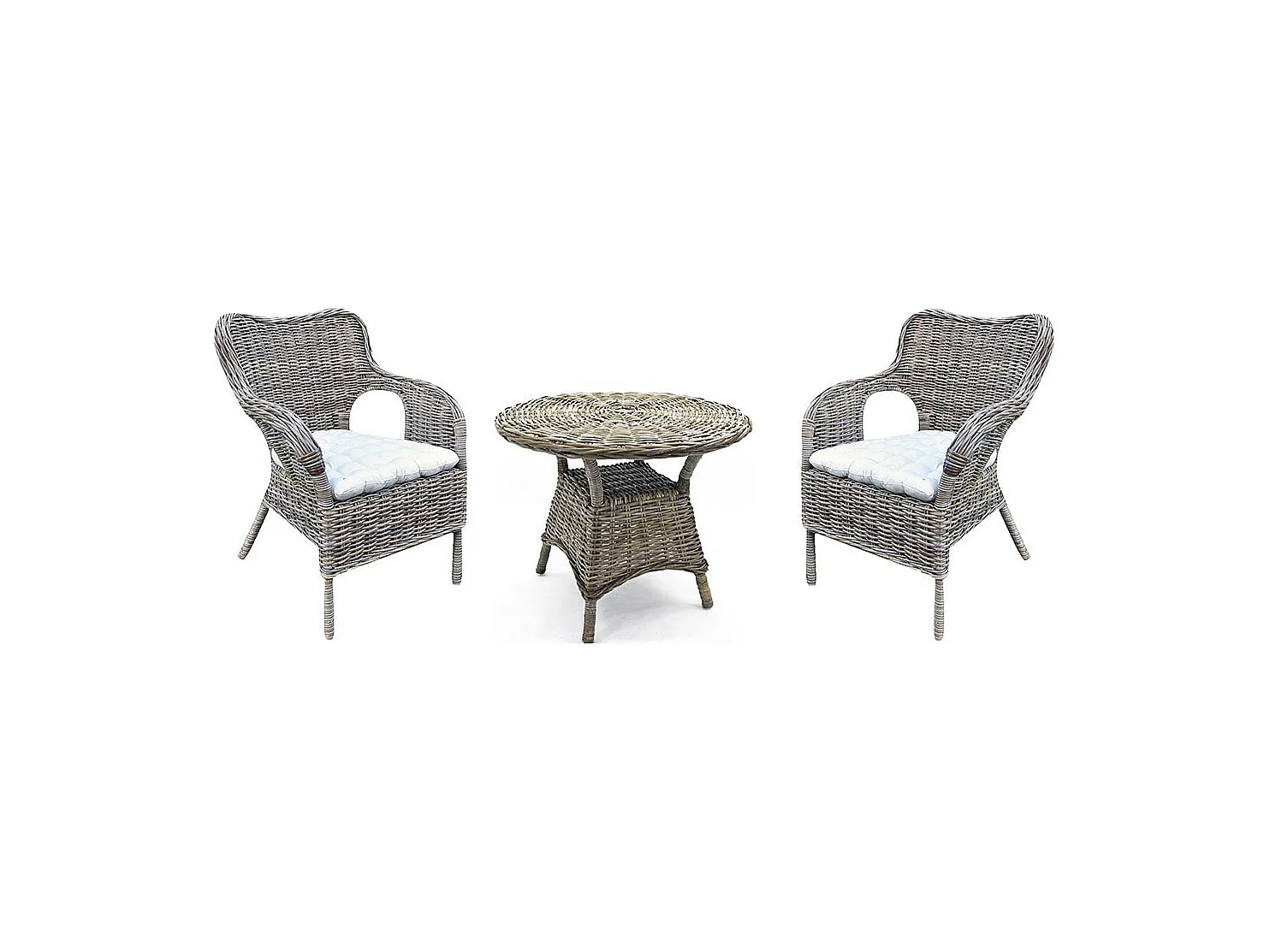 Fauteuil Kariba gris en rotin véritable avec coussin offert