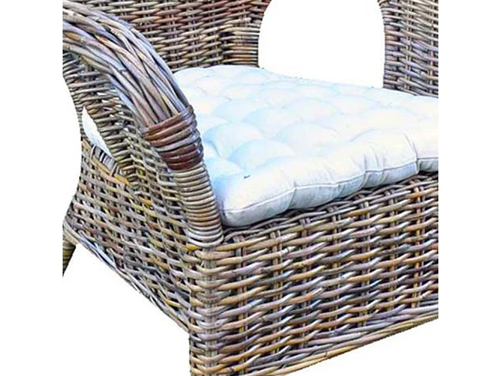 Poltrona Kariba grigio in vero rattan con cuscino in omaggio