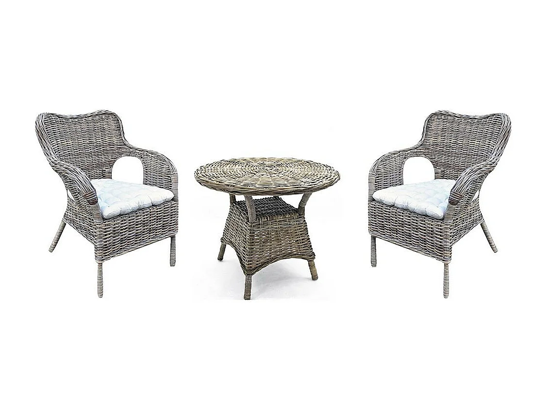 Poltrona Kariba grigio in vero rattan con cuscino in omaggio