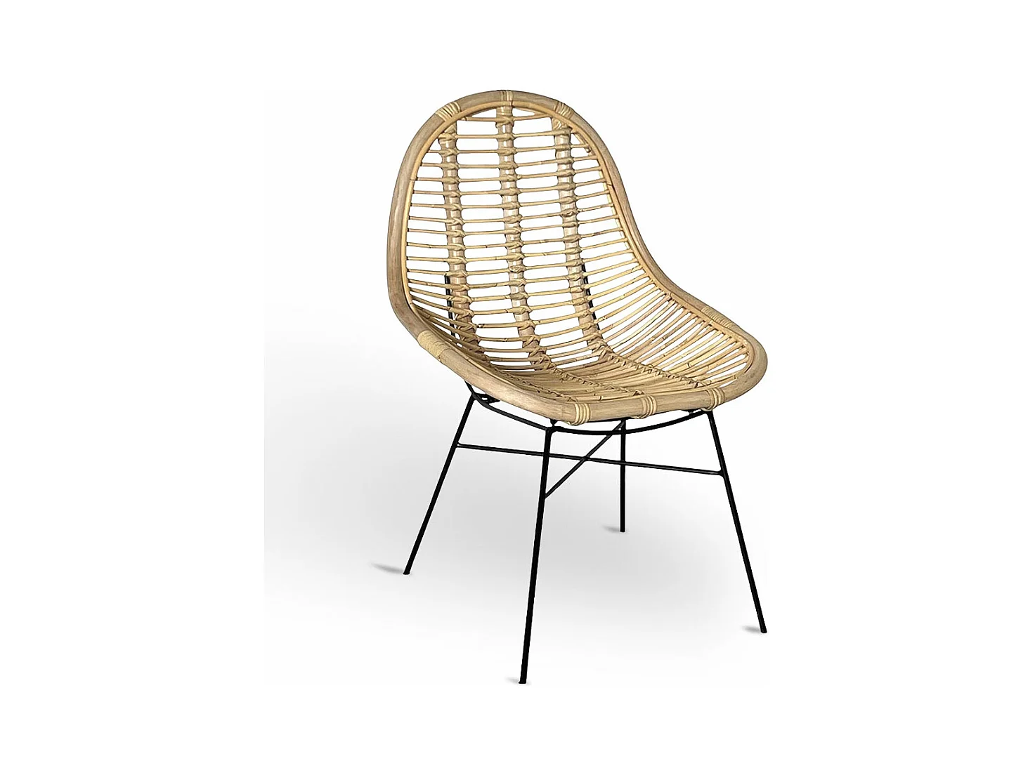 Fauteuil Betty en bois de bambou véritable avec pieds en fer peint