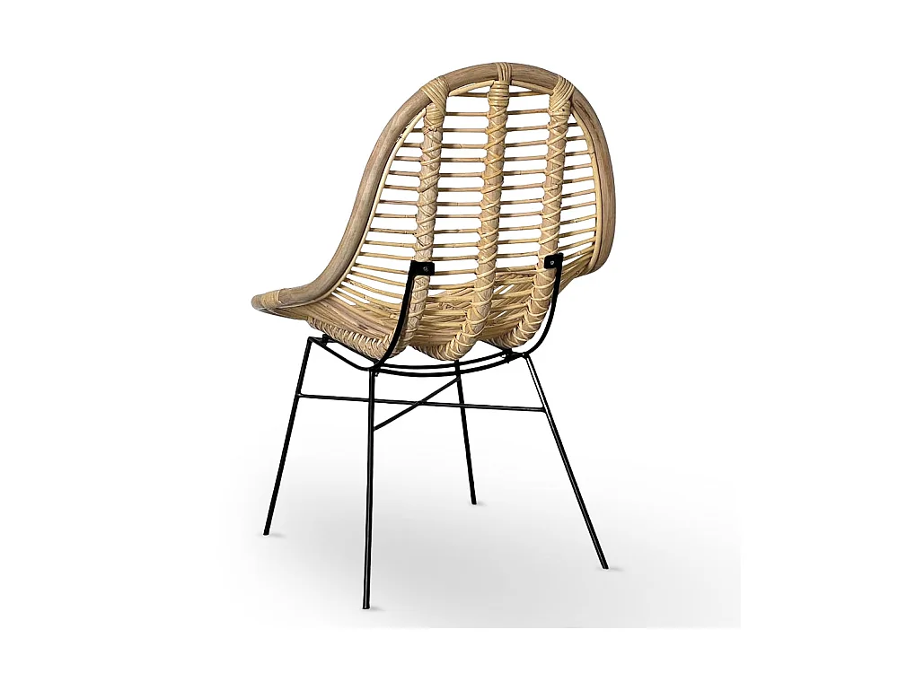 Fauteuil Betty en bois de bambou véritable avec pieds en fer peint