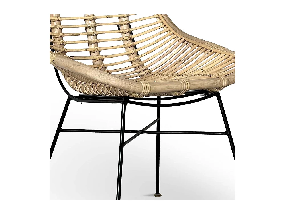 Fauteuil Betty en bois de bambou véritable avec pieds en fer peint