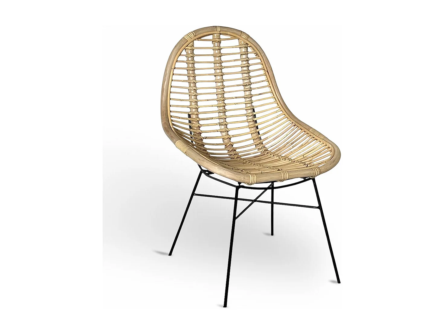 Fauteuil Betty en bois de bambou véritable avec pieds en fer peint