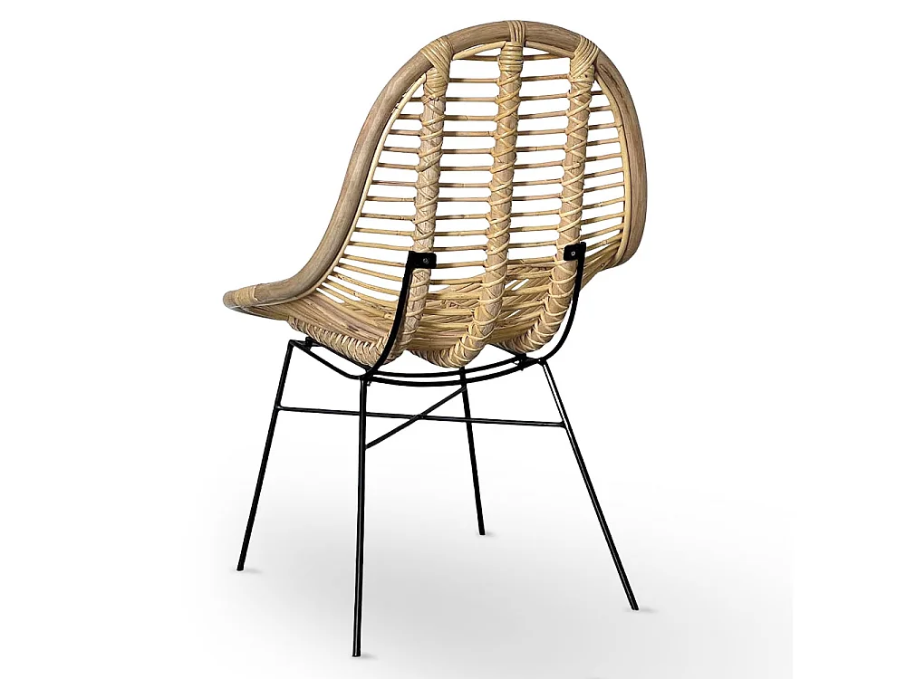 Fauteuil Betty en bois de bambou véritable avec pieds en fer peint