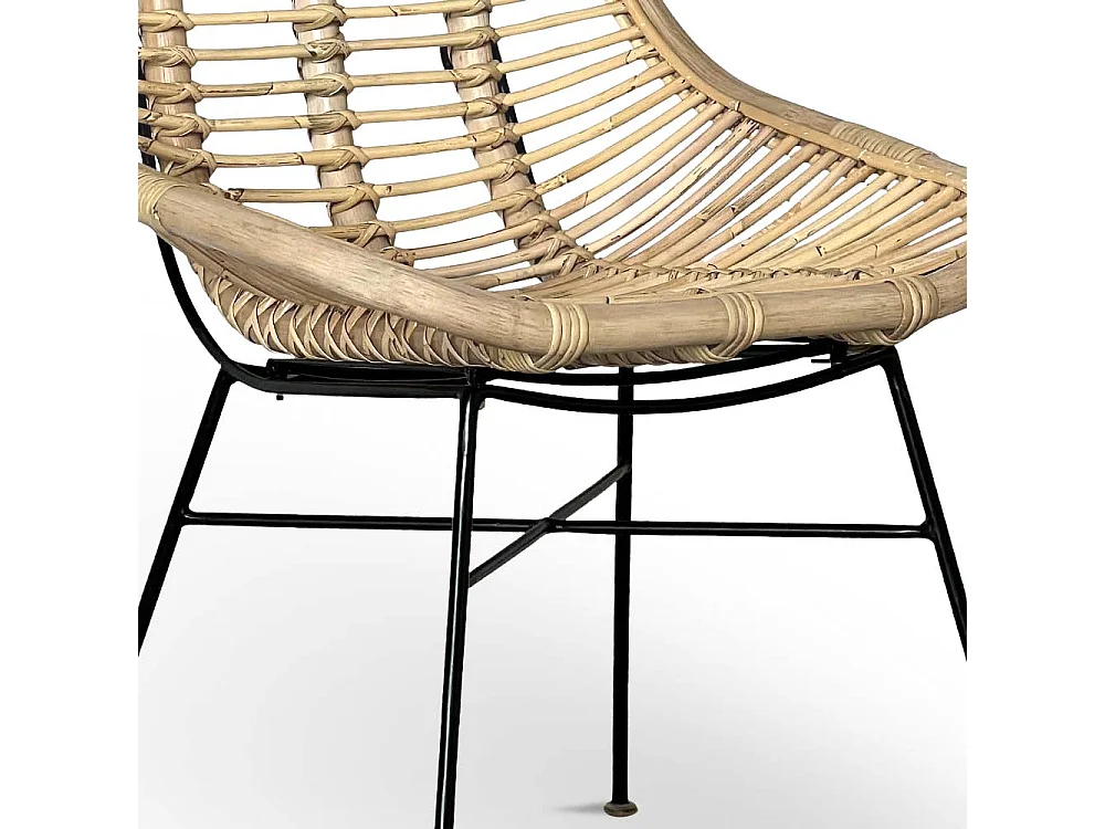 Fauteuil Betty en bois de bambou véritable avec pieds en fer peint