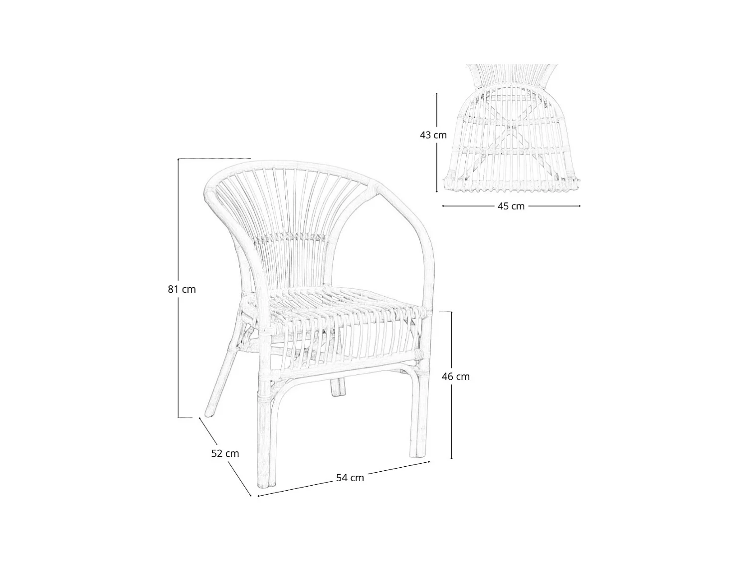 Fauteuil de jardin Maya en bois de bambou véritable et osier tressé naturel