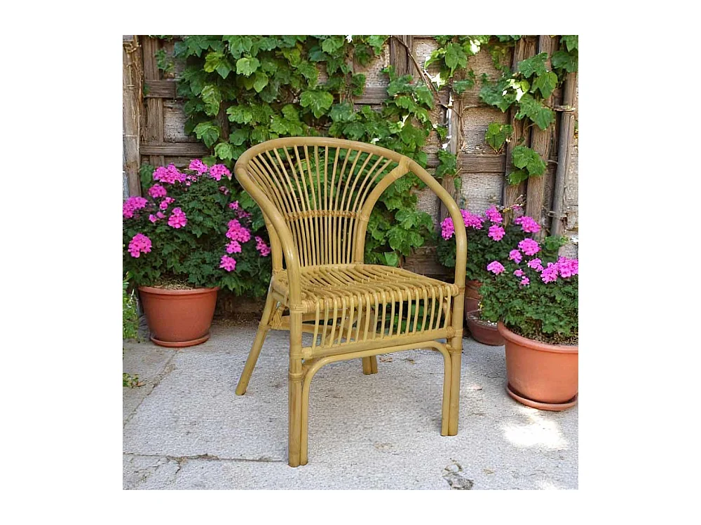 Fauteuil de jardin Maya en bois de bambou véritable et osier tressé naturel