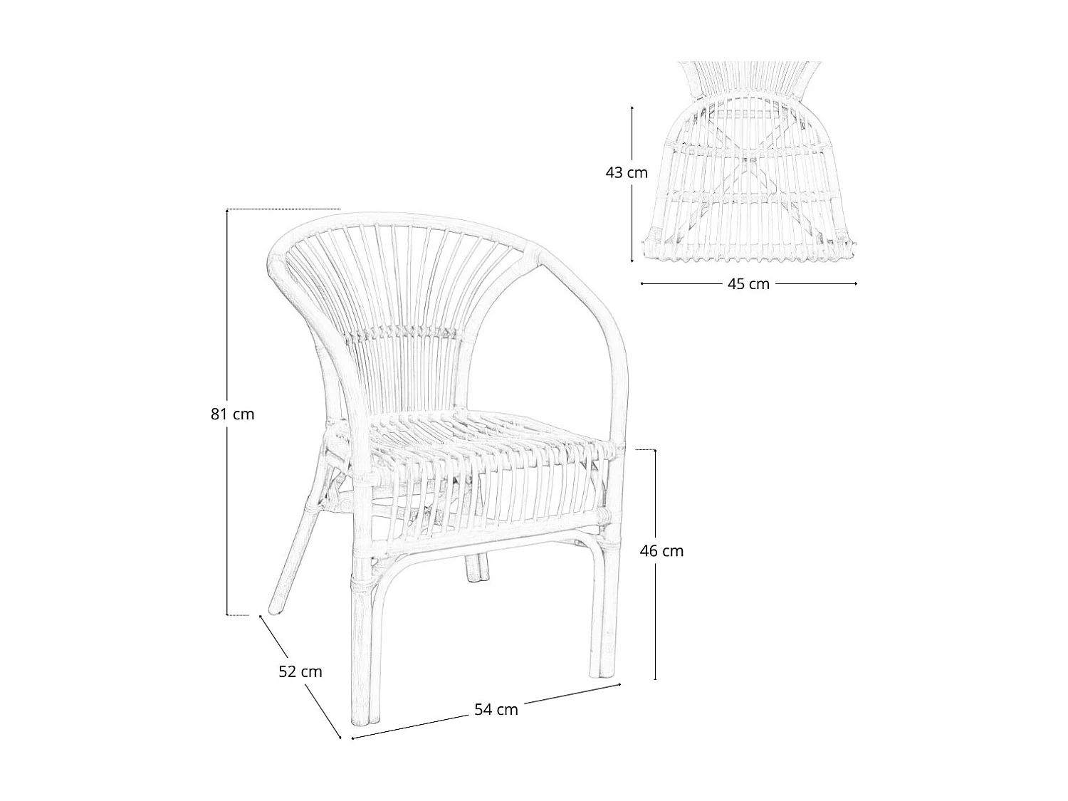 Fauteuil de jardin Maya en bois de bambou véritable et osier tressé naturel