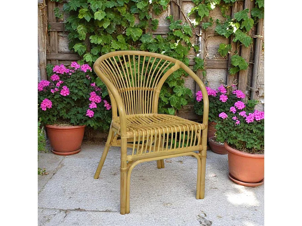 Fauteuil de jardin Maya en bois de bambou véritable et osier tressé naturel