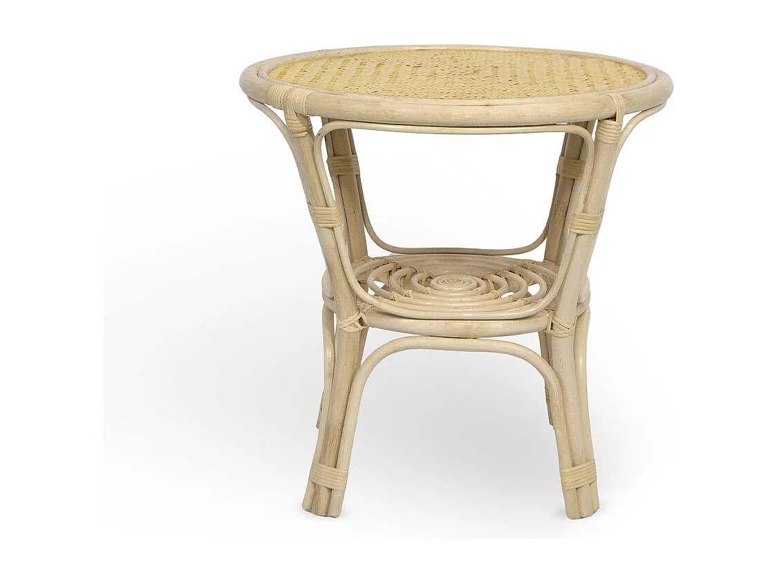 Ensemble de 2 chaises Fera en bois de bambou avec pieds en fer et 1 table en bambou