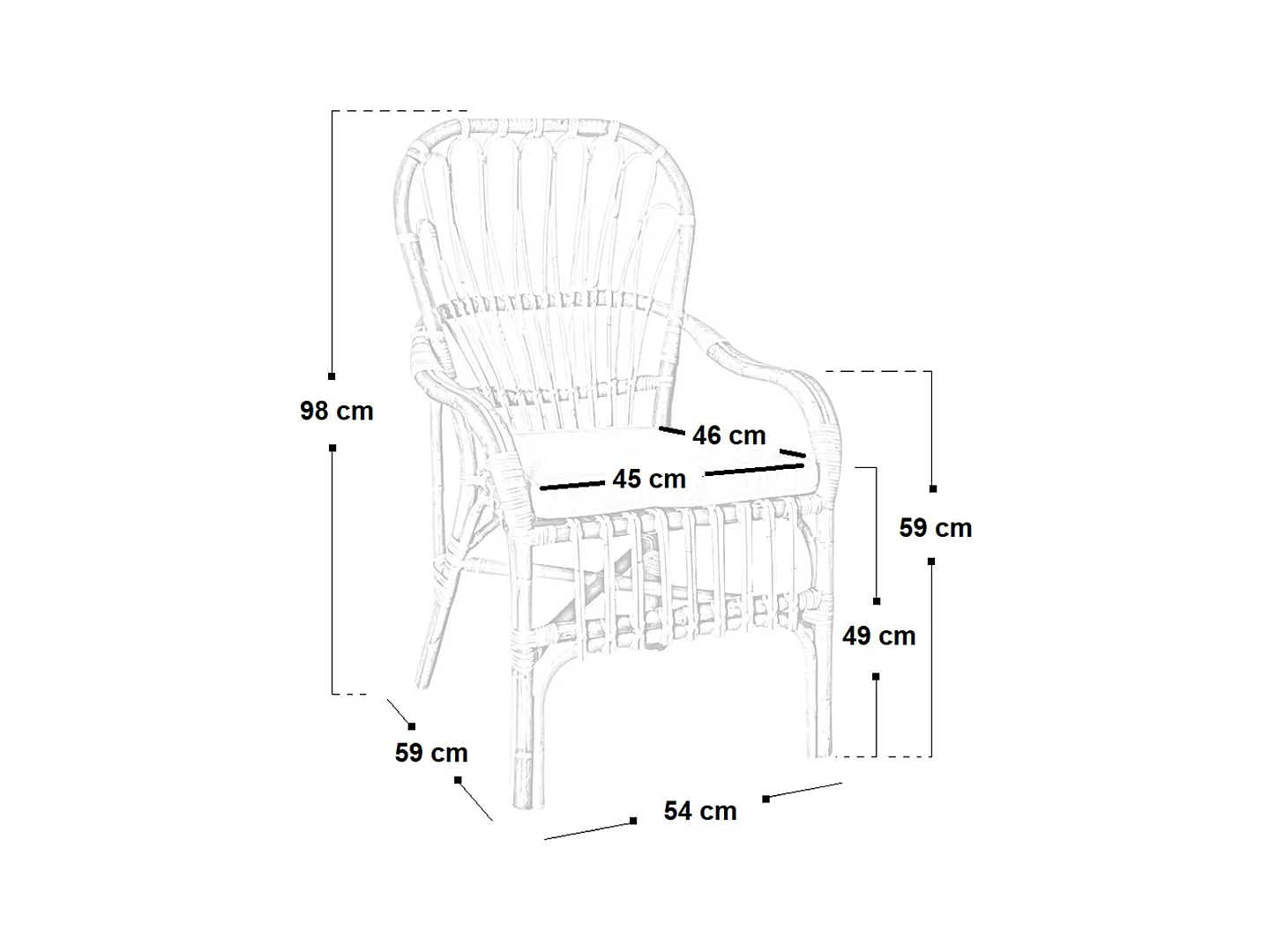 Fauteuil Manao en bambou naturel et rotin tressé avec coussin gratuit