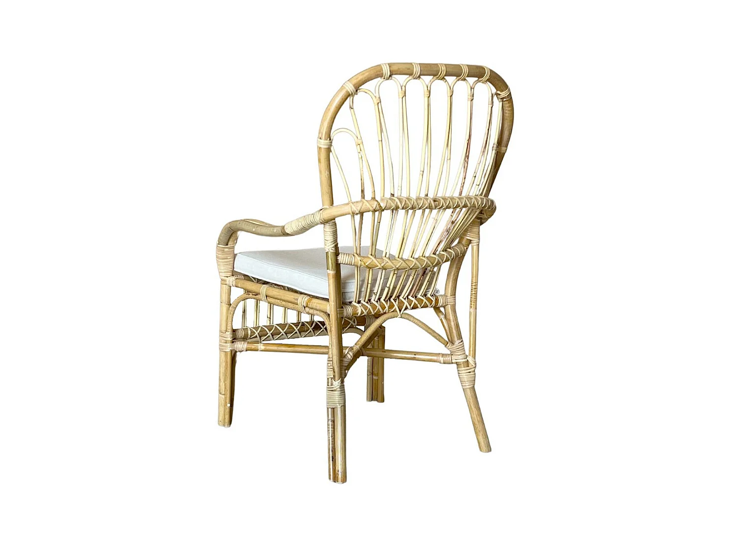 Fauteuil Manao en bambou naturel et rotin tressé avec coussin gratuit