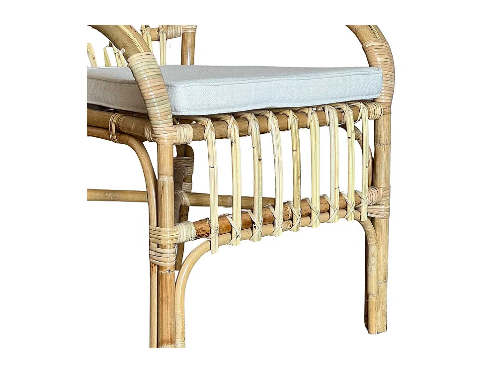 Fauteuil Manao en bambou naturel et rotin tressé avec coussin gratuit