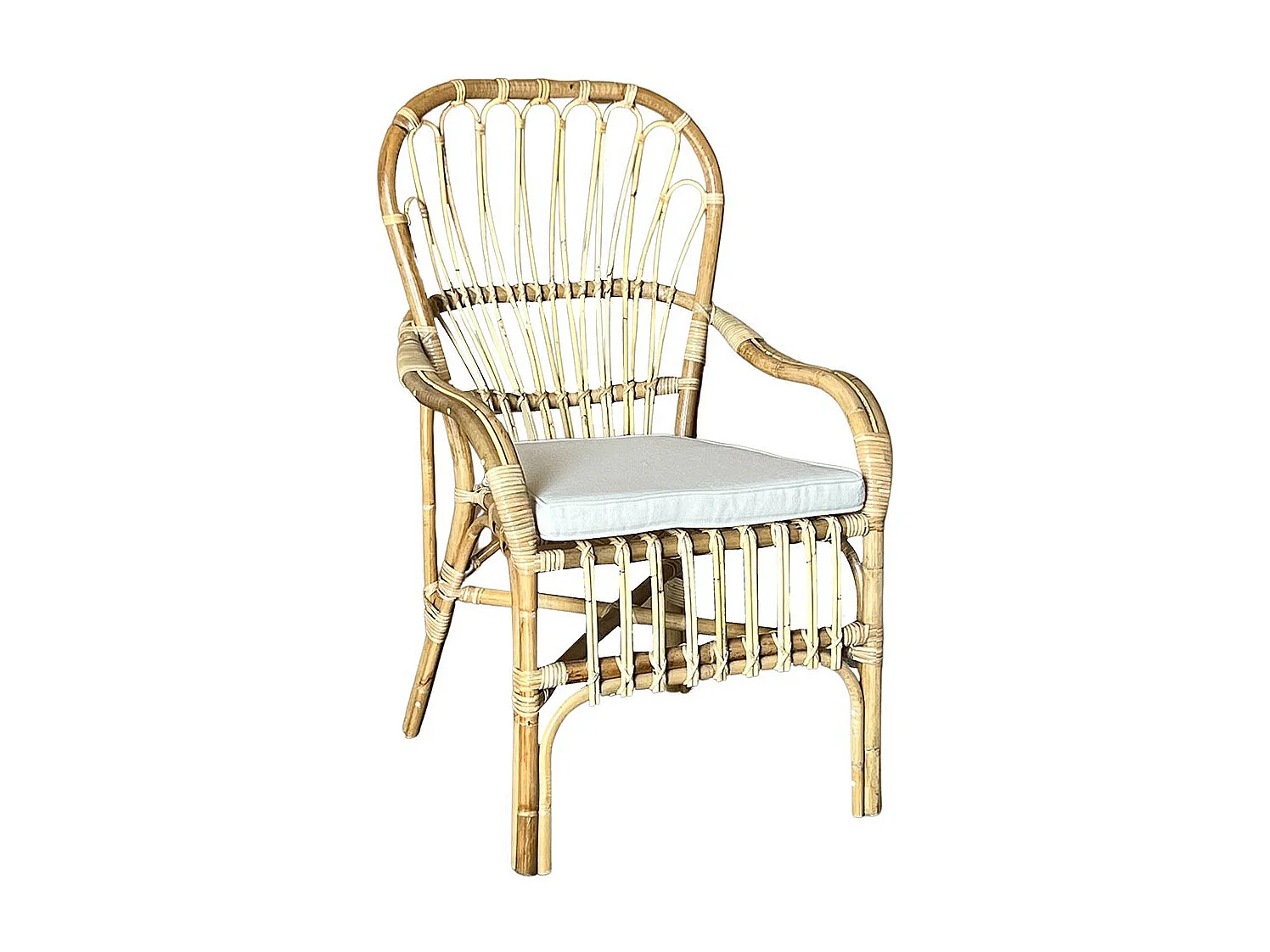 Fauteuil Manao en bambou naturel et rotin tressé avec coussin gratuit