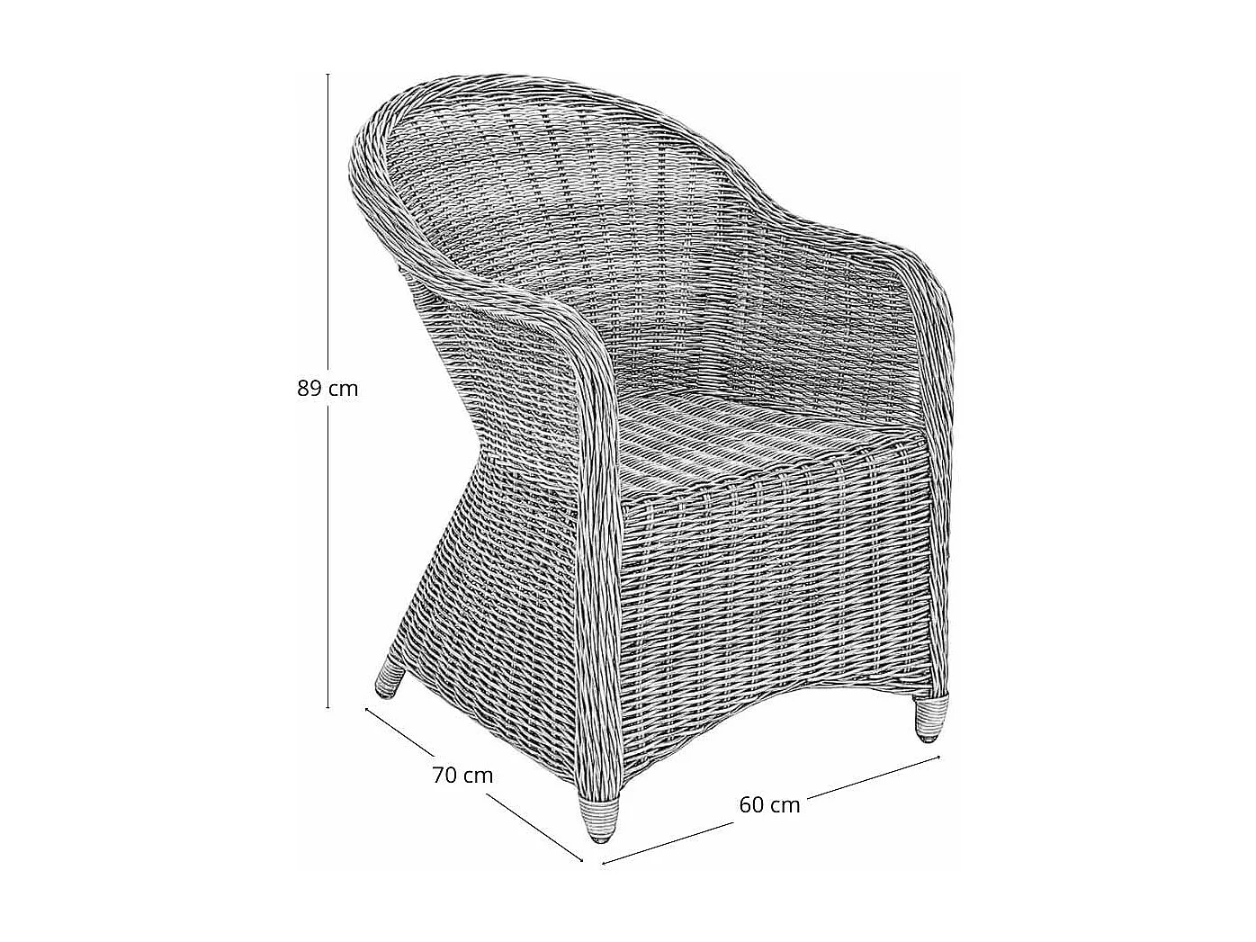 Fauteuil Roma en rotin naturel tressé blanc avec coussin offert