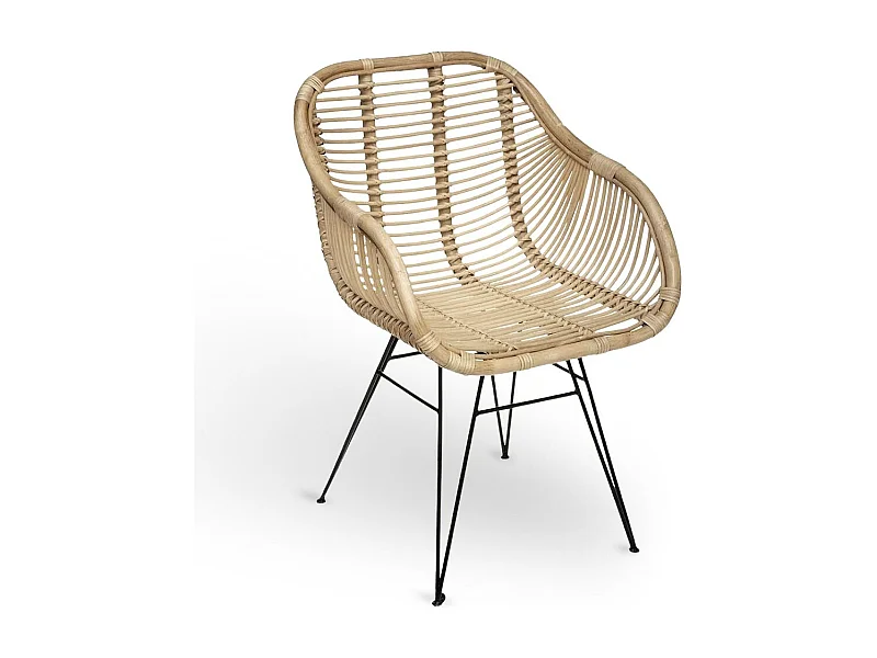 Sedia Desy in vero legno di bambu con gambe in ferro verniciato